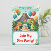 🦖 恐竜の子供の誕生日パーティーの招待状 🎂 招待状 (スタンド正面)