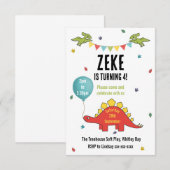 恐竜の子供の誕生日パーティーの招待状 招待状 (正面/裏面)