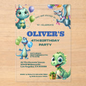 恐竜の子供の誕生日パーティー アクリル招待状 (正面)