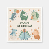 恐竜の子供の誕生日パーティー スタンダードカクテルナプキン (正面)