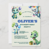 恐竜の子供の誕生日パーティー セーブザデート (正面)