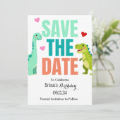 恐竜の子供の誕生日パーティー Save The Date 招待状 (スタンド正面)