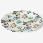 恐竜の子供の誕生日水彩 ペーパープレート (アングル)