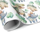 恐竜の子供の誕生日水彩 ラッピングペーパー (ロールコーナー)