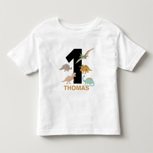 恐竜の子供向け手描きボホー恐竜誕生日 トドラーTシャツ (正面)