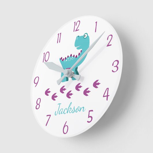 恐竜の子供部屋または子供の壁時計 ラウンド壁時計 (傾斜)