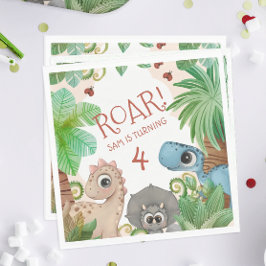 恐竜の子供4歳の誕生日 スタンダードランチョンナプキン