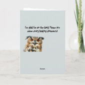 恐竜の子犬のユーモア カード (裏面)