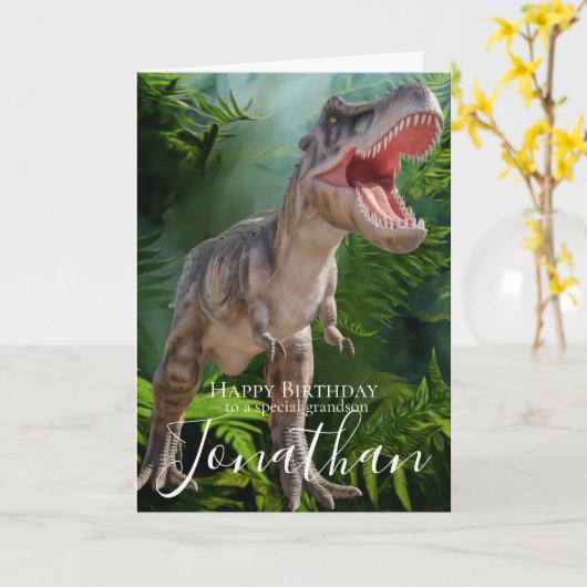 恐竜の孫誕生日カード カード (黄色い花)