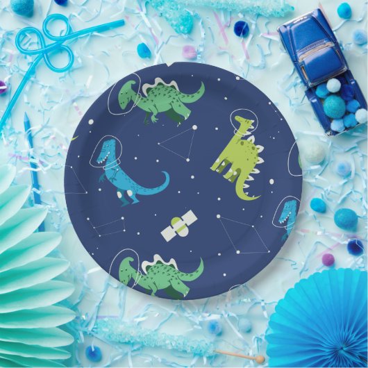 恐竜の宇宙ディノの子どもパターンプレゼントかわいい夏 ペーパープレート (パーティー)