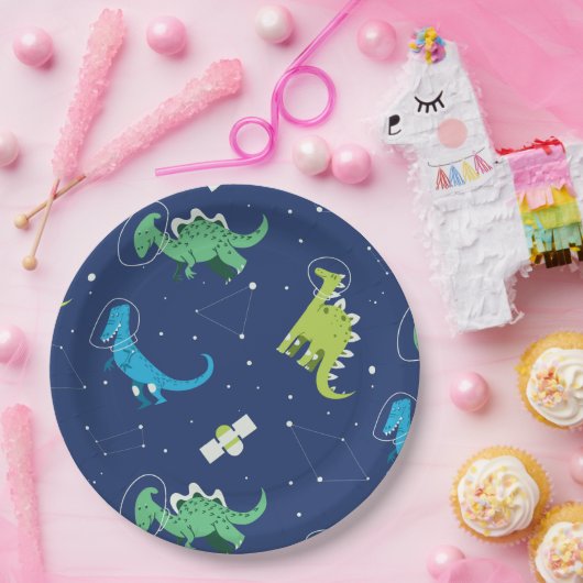 恐竜の宇宙ディノの子どもパターンプレゼントかわいい夏 ペーパープレート (パーティー)