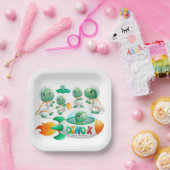 恐竜の宇宙飛行士ロッケシップ男の子の誕生日パーティー ペーパープレート (パーティー)