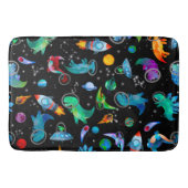 恐竜の宇宙飛行士水彩宇宙キッズディノ バスマット (正面)