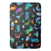 恐竜の宇宙飛行士水彩宇宙キッズディノ バスマット (正面縦)