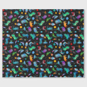 恐竜の宇宙飛行士水彩宇宙ディノ誕生日 ラッピングペーパー (フラット)