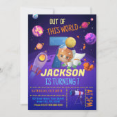 恐竜の宇宙飛行士8誕生日招待状 招待状 (正面)