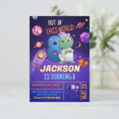 恐竜の宇宙飛行士8誕生日招待状 招待状 (スタンド正面)