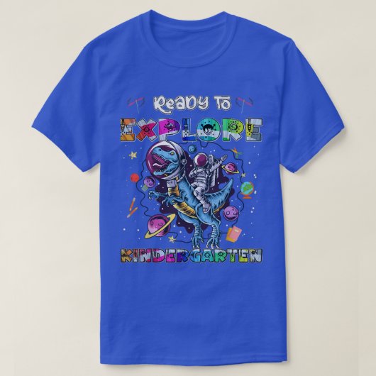 恐竜の宇宙飛行士S幼稚園を再現する準備ができている Tシャツ (デザイン正面)