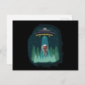 恐竜の宇宙飛行士UFOのTレックス シーズンポストカード (正面/裏面)