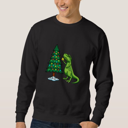 恐竜の実在クリスマスツリーのスターが可愛い スウェットシャツ (正面)