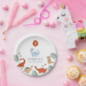 恐竜の少年たち最初の1歳の誕生日 ペーパープレート (パーティー)