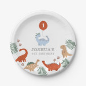 恐竜の少年たち最初の1歳の誕生日 ペーパープレート (正面)