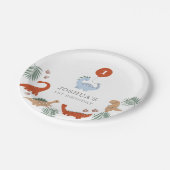 恐竜の少年たち最初の1歳の誕生日 ペーパープレート (アングル)