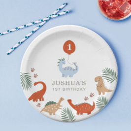 恐竜の少年たち最初の1歳の誕生日 ペーパープレート
