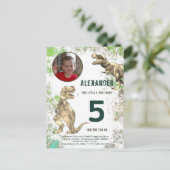 恐竜の少年の誕生日パーティーの写真 インビテーションポストカード (スタンド正面)