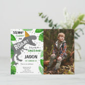 恐竜の少年の誕生日パーティーの写真 招待状 (スタンド正面)