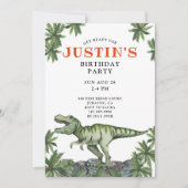 恐竜の少年の誕生日パーティーの招待状 招待状 (正面)