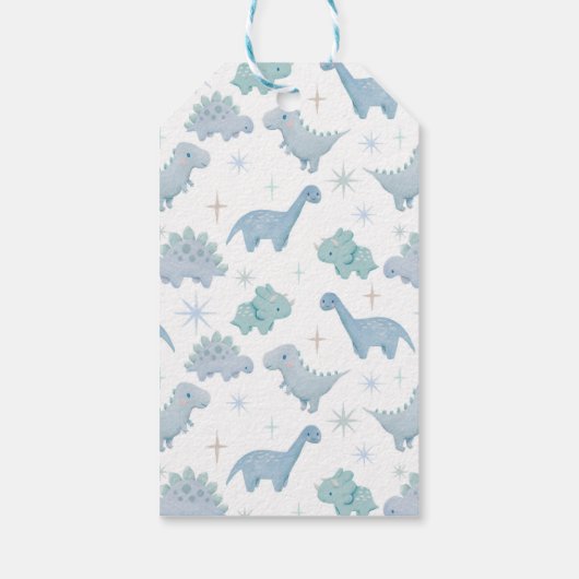 恐竜の少年の赤ちゃんシャワーの恩恵 ギフトタグ (裏面)