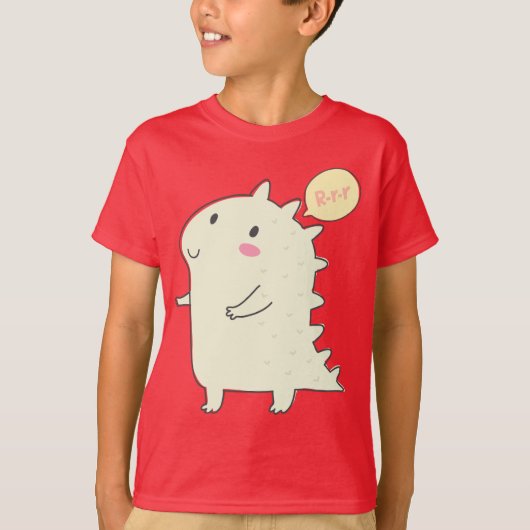 恐竜の少年の赤Tシャツ Tシャツ (正面)
