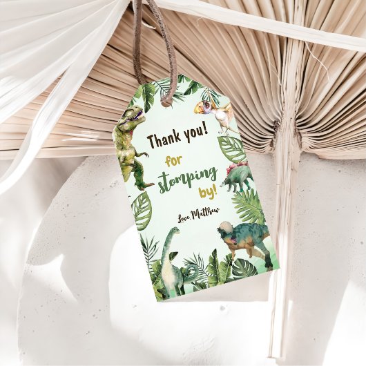 恐竜の少年の3rd誕生日パーティー ギフトタグ