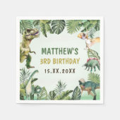 恐竜の少年の3rd誕生日パーティー スタンダードカクテルナプキン (正面)