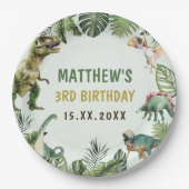 恐竜の少年の3rd誕生日パーティー ペーパープレート (正面)