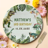 恐竜の少年の3rd誕生日パーティー ペーパープレート