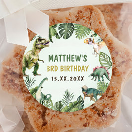 恐竜の少年の3rd誕生日パーティー ラウンドシール