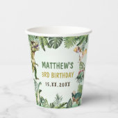 恐竜の少年の3rd誕生日パーティー 紙コップ (正面)