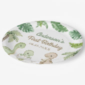 恐竜の少年グリーンの誕生日 ペーパープレート (アングル)