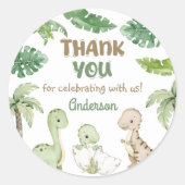 恐竜の少年グリーンの誕生日 ラウンドシール (正面)