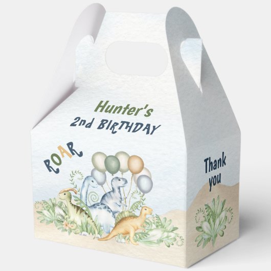 恐竜の少年ブルーグリーン第1回2回目の誕生日ラージ フェイバーボックス (裏面)