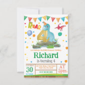 恐竜の少年4th誕生日招待状 招待状 (正面)