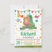 恐竜の少年8番目の誕生日招待状 招待状 (正面)