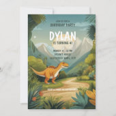 恐竜の山の森の冒険 4歳の誕生日 招待状 (正面)