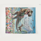 恐竜の山の花のパーソナライズされたタペストリー タペストリー (正面(横))