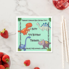 恐竜の岩の誕生日パーティー スタンダードカクテルナプキン