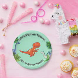 恐竜の岩の誕生日パーティー ペーパープレート