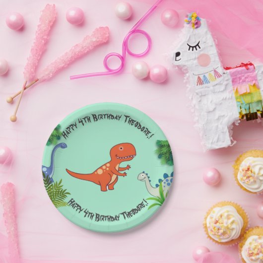 恐竜の岩の誕生日パーティー ペーパープレート (パーティー)