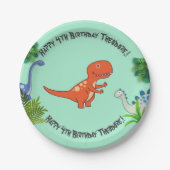 恐竜の岩の誕生日パーティー ペーパープレート (正面)